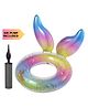 KARBD Inflatable Swimming Ring Float Tube with Air Pump - Multicolour Mermaid Design with Glitters