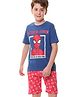 Pine Kids Marvel Single Jersey Knit Half Sleeves T-Shirt And Shorts Set With Spiderman Graphics - Navy Blue & Red