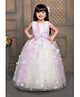 Ministitch Sleeveless Bow & Butterfly Applique Detailed Sequin & Shimmer Embellished Ombre Gown -  White