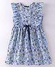 Tiara Sleeveless Floral Swirl Printed Frill Detailed DRess - Blue