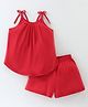 Tiara Sleeveless Solid Top With Coordinating Shorts - Red