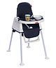 Babyhug 3 in 1 Eat & Grow Convertible High Chair - Navy Blue| High Chair, Feeding Chair & Booster Chair| Adjustable Double Food Tray| Removable PU Leather Seat| Safety Harness| Removable Footrest