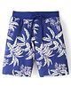 Pine Kids Terry Above Knee Length Shorts Trees Print - Blue