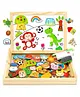 YAMAMA Wooden Magnetic Board Puzzle Toys 2 In 1 Magnetic Board Puzzle Games Animal Pattern Double Sided Jigsaw Drawing Easel Blackboard Educational Wood Board Game Toys For Kids Boys Girls  Design May Vary