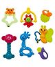 YAMAMA Baby Safari Rattle Set with Teethers Colorful Non-Toxic Bell Cartoon Toy Educational Toy (Pack of 7  Design And Color May Vary)