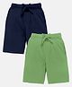 Kiddopanti Pack Of 2 Solid Shorts - Navy Blue & Quite Green