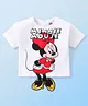 Babyhug Disney Cotton Knit Oversized Half Sleeves T-Shirt with Minnie Mouse Applique Detailing - White
