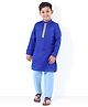 Earthy Touch Woven Silk Blend Kota Doria Full Sleeves Kurta Pyjama Set With Gota Patti Lace - Blue