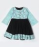 Bella Moda Full Sleeves Floral Thread Work Embroidered Dress - Sky Blue
