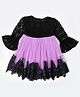 Bella Moda Three Fourth Sleeves Floral Lace Embellished Dress - Purple