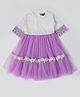 Bella Moda Full Sleeves Geometric Design Embroidered Dress - Purple