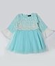Bella Moda Full Sleeves Floral Lace Detailed Dress - Sky Blue