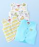 Babyhug 100% Cotton Woven Sleeveless Jhablas Striped & Dino Print Pack of 3 - Blue & White