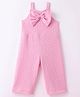 Little Kangaroos Georgette Knit Sleeveless Jumpsuit with Bow Applique - Baby Pink