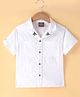 Little Kangaroos Cotton Woven Half Sleeves Shirt Palm Tree Embroidery - White