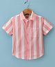 Little Kangaroos Cotton Half Sleeves Striped Shirt - Peach