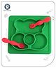 Aditi Toys Square Baby Food Tray, Silicon Food Plate With Multiple Compartments & Two Spoons Silicone Plate For Feeding Baby, Easy To Clean Silicon Plate Microwave & Dishwasher Safe - Dark Green