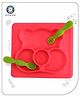 Aditi Toys Square Baby Food Tray, Silicon Food Plate With Multiple Compartments & Two Spoons Silicone Plate For Feeding Baby, Easy To Clean Silicon Plate Microwave & Dishwasher Safe - Pink