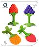 Aditi Toys Baby Silicone Teether, Fruit Teether For Toddlers,100% Food Grade Silicone Teether, Non-Toxic & Latex Free Suitable For Kids Above 6 Months, Bis Approved. (Orange & Red & Blue & Pink)