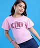 Pine Kids Cotton Half Sleeves Glitter Text Printed Top - Pink Frosting