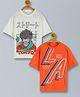 Plum Tree Pack Of 2 Half Sleeves Tokyo & USA Text Printed Tees - White & Red