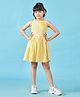 Lil Peacock Cotton Sleeveless Checked & Floral Applique Dress - Yellow