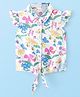Babyhug Rayon Woven Frill Sleeves Top With Bow and Knot Detailing Floral Print - White