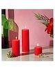 Parkash Candles Unscented Pillar Candles Set of 3 Paraffin Wax Candles Home Decor (RED)