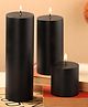 Parkash Candles Unscented Pillar Candles Set of 3 Paraffin Wax Candles Home Decor (Black)