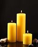 Parkash Candles Unscented Pillar Candles Set of 3 Paraffin Wax Candles Home Decor (Yellow)