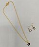 Little Blossom Star Charm Necklace  & Earrings Set - Black