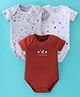 I Bears Cotton Half Sleeves Onesies With Space Theme Print Pack Of 3 - Maroon Grey & White