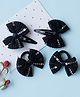 Ribbon candy Set Of 4 Mirror Work Embellished Bow Detailed Coordinating Hair Clips & Rubber Bands Set - Black