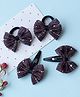Ribbon candy Set Of 4 Polka Dots Embellished Bow Detailed Coordinating Hair Clips & Rubber Bands Set - Magenta