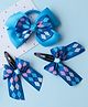 Ribbon candy Set Of 3 Bow Detailed Hair Clips & Rubber Band -  Blue