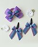 Ribbon candy Set Of 3 Bow Detailed Hair Clips & Rubber Band - Purple  Blue And Black
