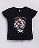 giniekids Cotton Jersey Half Sleeves Floral  Printed Top - Black