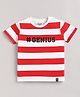 giniekids Cotton Jersey Half Sleeves Striped & Genius Text Printed Tee - Red