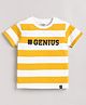 giniekids Cotton Jersey Half Sleeves Striped & Genius Text Printed Tee - Yellow