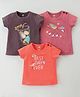 Zero Sinker Knit Half Sleeves T-Shirts Unicorn & Text Print Pack of 3 - Multicolour