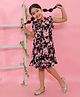 KIDSDEW Sleeveless Floral Printed A Line  Dress - Black