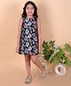 KIDSDEW Sleeveless Floral Designed A Line Jacquard Party Dress - Black