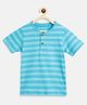 Campana Half Sleeves  Double Striped Tee - Turquoise Blue