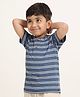 Campana Half Sleeves  Double Striped Tee - Steel Blue