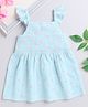 Many Frocks & Frill Sleeves Floral Printed Fit & Flare Cotton Dress -  Blue
