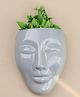 Cheeni Mitti Ceramic Wall Hanging Face Vase - Bluish-Grey