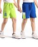 Honeyhap Premium Terry 100% Cotton Shorts With Bio Finish Soccer Ball Print Pack Of 2 - Lovebird Green & Princess Blue
