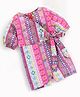 M'andy Half Sleeves Abstract Printed Jumpsuit - Pink & Blue
