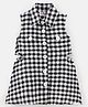 M'andy Cotton Sleeveless Checked Button Down Flared Dress - Off White