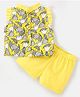 M'andy Cotton Sleeveless Floral Printed Top & Shorts Set - Yellow